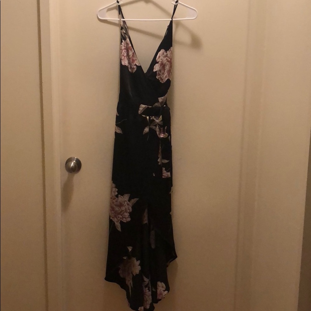 Floral, silk, long summer dress.